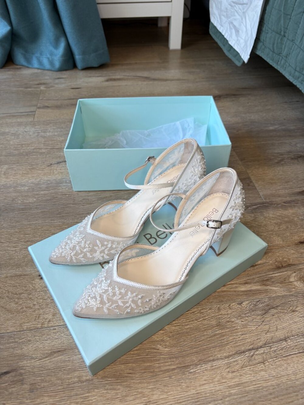 Bella Belle "Carla" - Floral Beaded Lace D’Orsay Block Heels (Size 9) - Picture 4 of 12